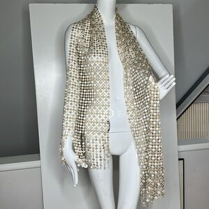 Franco Ferrari Silk Crochet Scarf with Same Fringe Made in Italy 72” x 9”